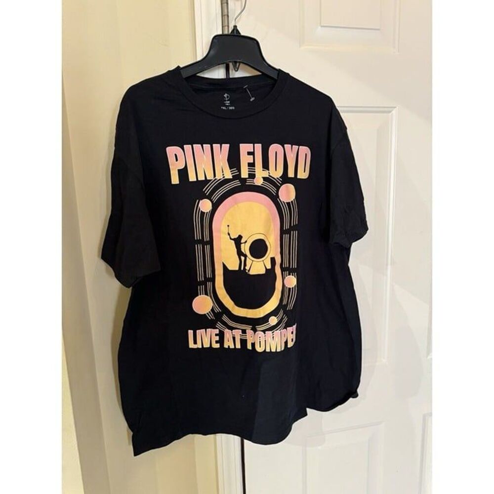 Pink Floyd Live At Pompeii Mens Black T-Shirt Short Sleeve Crew Neck Size 2XL